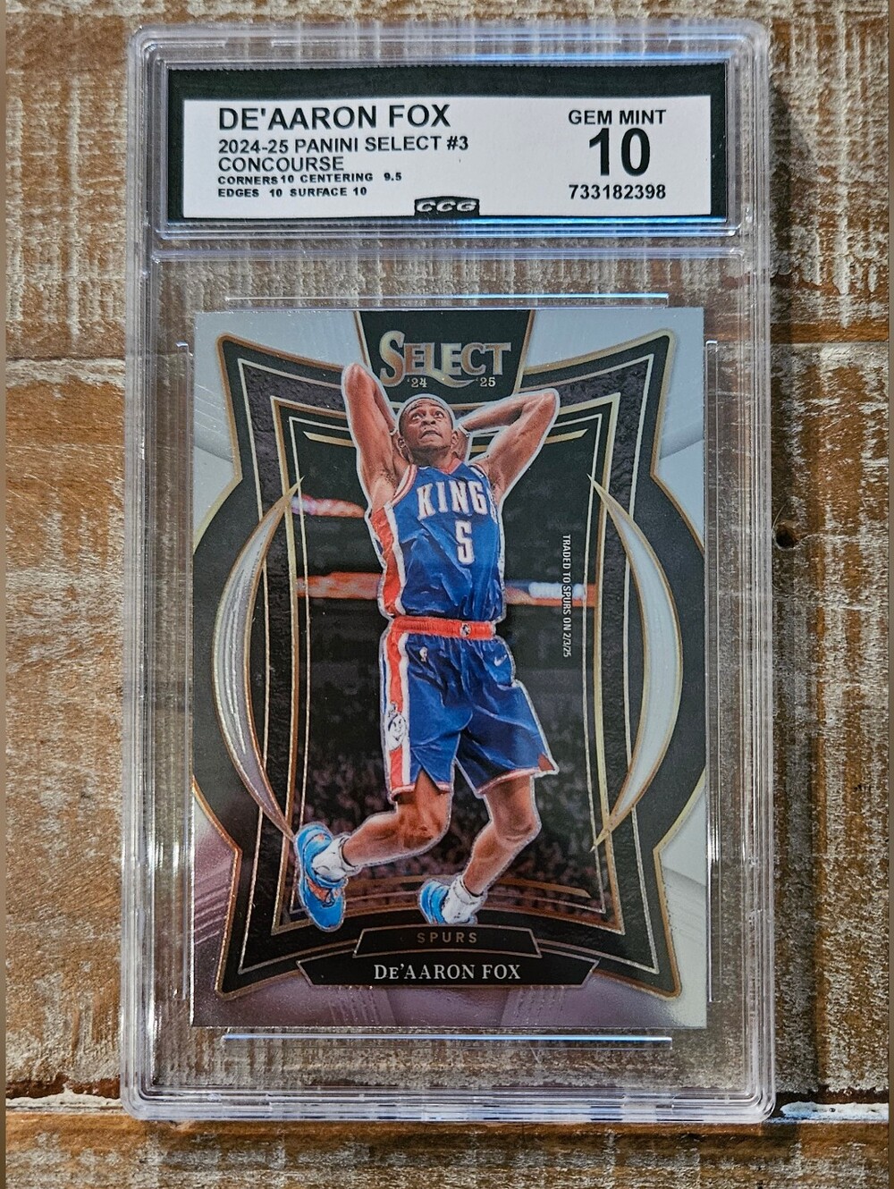 GEM MINT | Panini 24-25 Select De'Aaron Fox Concourse #3 Kings Spurs Graded 10